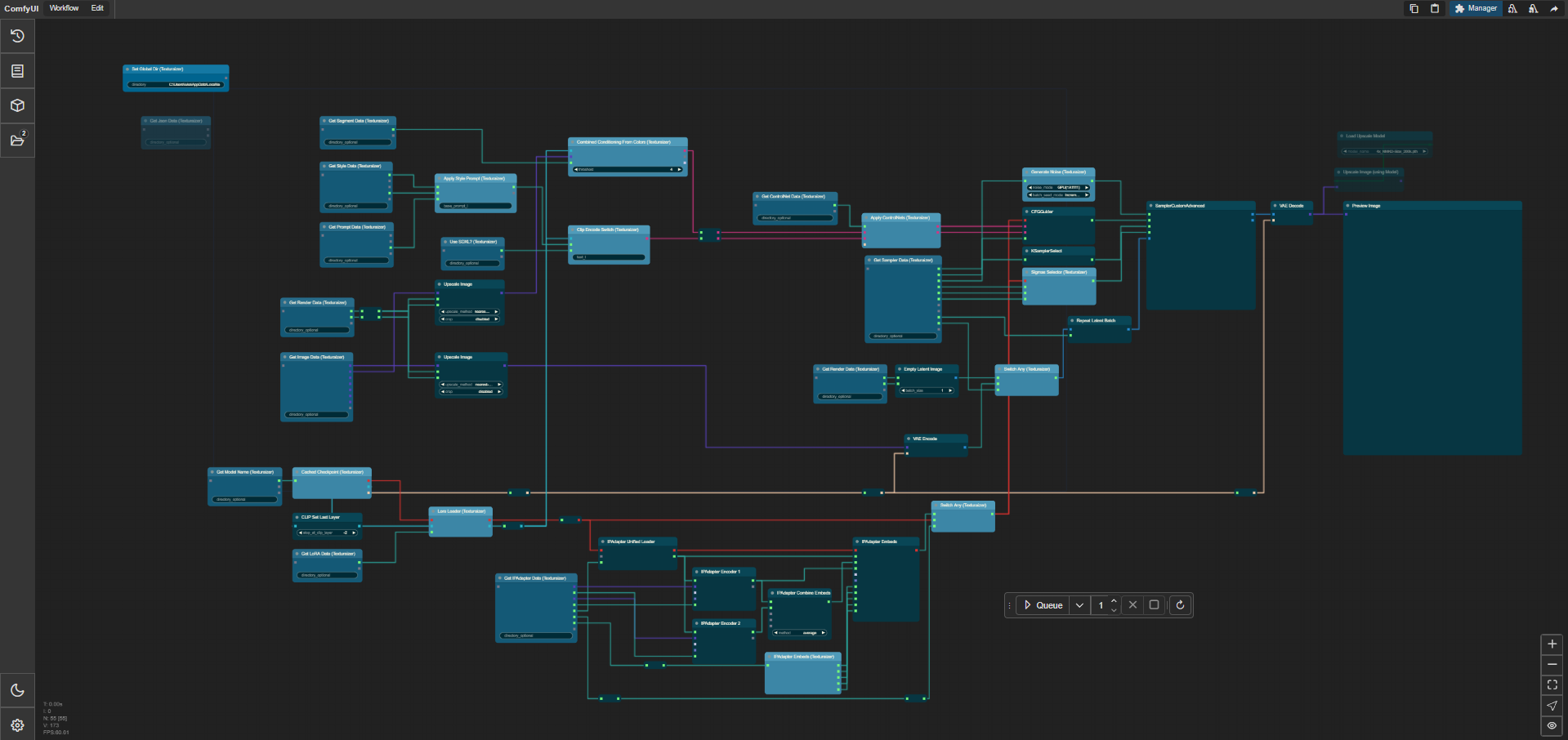 Texturaizer nodes connected in a ComfyUI workflow