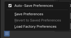 Save Blender preferences menu