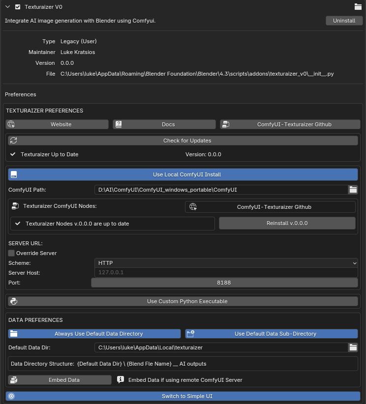 Texturaizer interface example