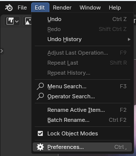 Open Preferences in Blender