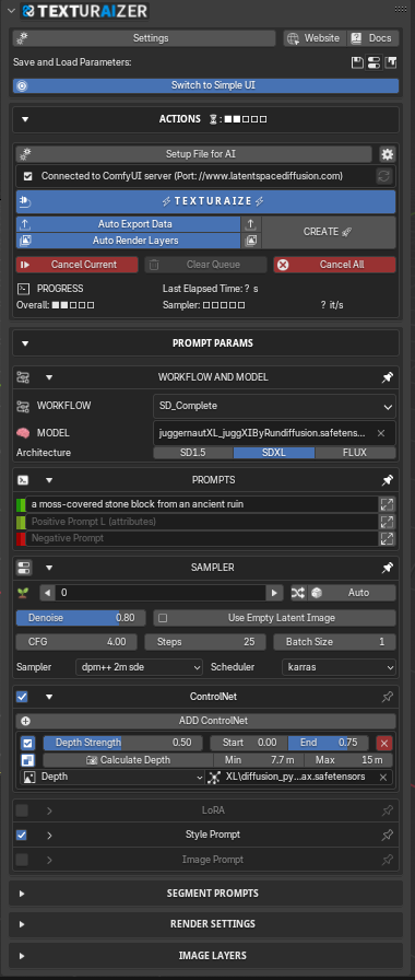 Texturaizer advanced controls in Blender